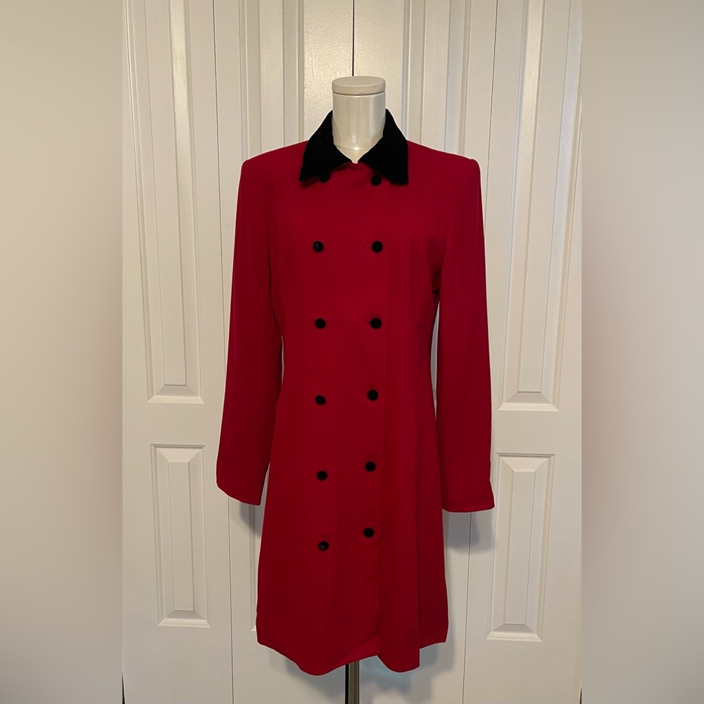 Vintage JONES NEW YORK, Red Double-Breasted Blazer/Dress, Size 10